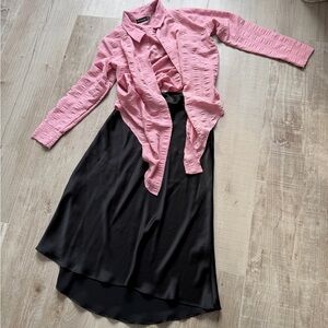 PrettyLittleThing Black High Low Skirt